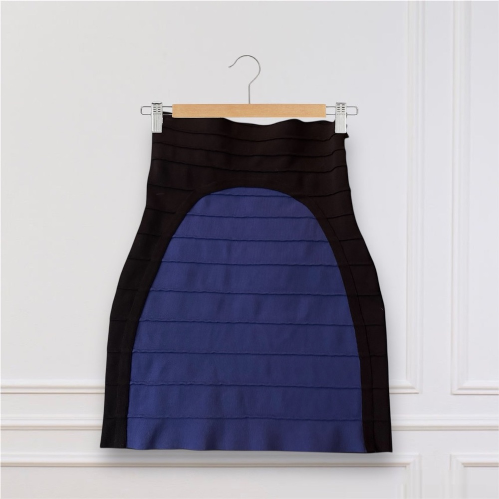 BCBGMAXAZRIA black and blue bandage skirt
